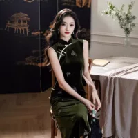 Tang Yilian осень новый 2024 Cheongsam без рукавов ретро старый Шанхай Китайская Республика улучшенная новая китайская молодая девушка
