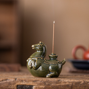 Tangma Celadon Incense Holder Ceramic Instant Wealth Creative Tea Table Ornament Vertical Incense Holder Gift Incense Holder Incense Ceremony