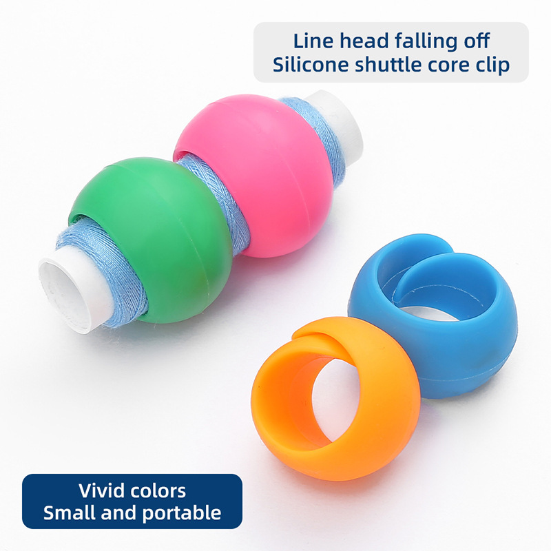 Clip de silicona Clip de lanzadera para evitar que el cabezal de hilo se caiga del carrete Clip de lanzadera fijo Herramienta de costura para almacenar hilo Anillo de lanzadera