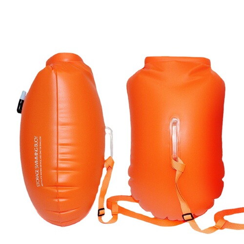 Double airbag swimming float inflatable follower float swimming buoy inflatable lifesaving bag thickened diving swimming bag