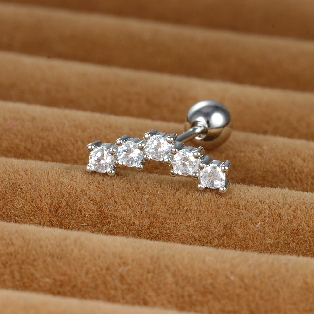 Women's Gender 1 Piece Shiny Round Plating Inlay Stainless Steel Zircon Ear Studs