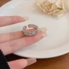 J850 Silver, cat's eye double-layer open ring