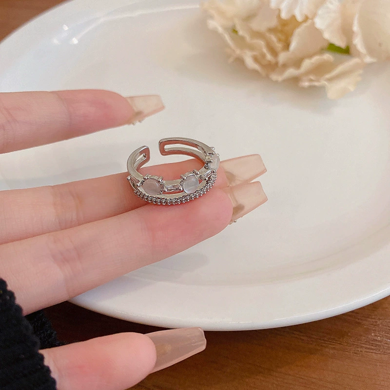 Ring, Retro Small Bow Design, Light-Luxury Silver-Tone Statement, One Size