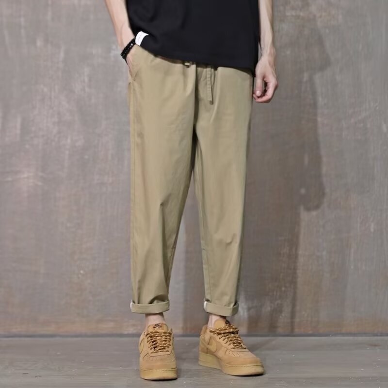 Casual Pants Men's Loose Hallen Pants High-end Sense Pants Spring and Autumn Thin Overalls Trendy Cropped Pants Cross-border Casual Pants Men's Loose Hallen Pants High-end Sense Pants Spring and Autumn Thin Overalls Trendy Cropped Pants Cross-border