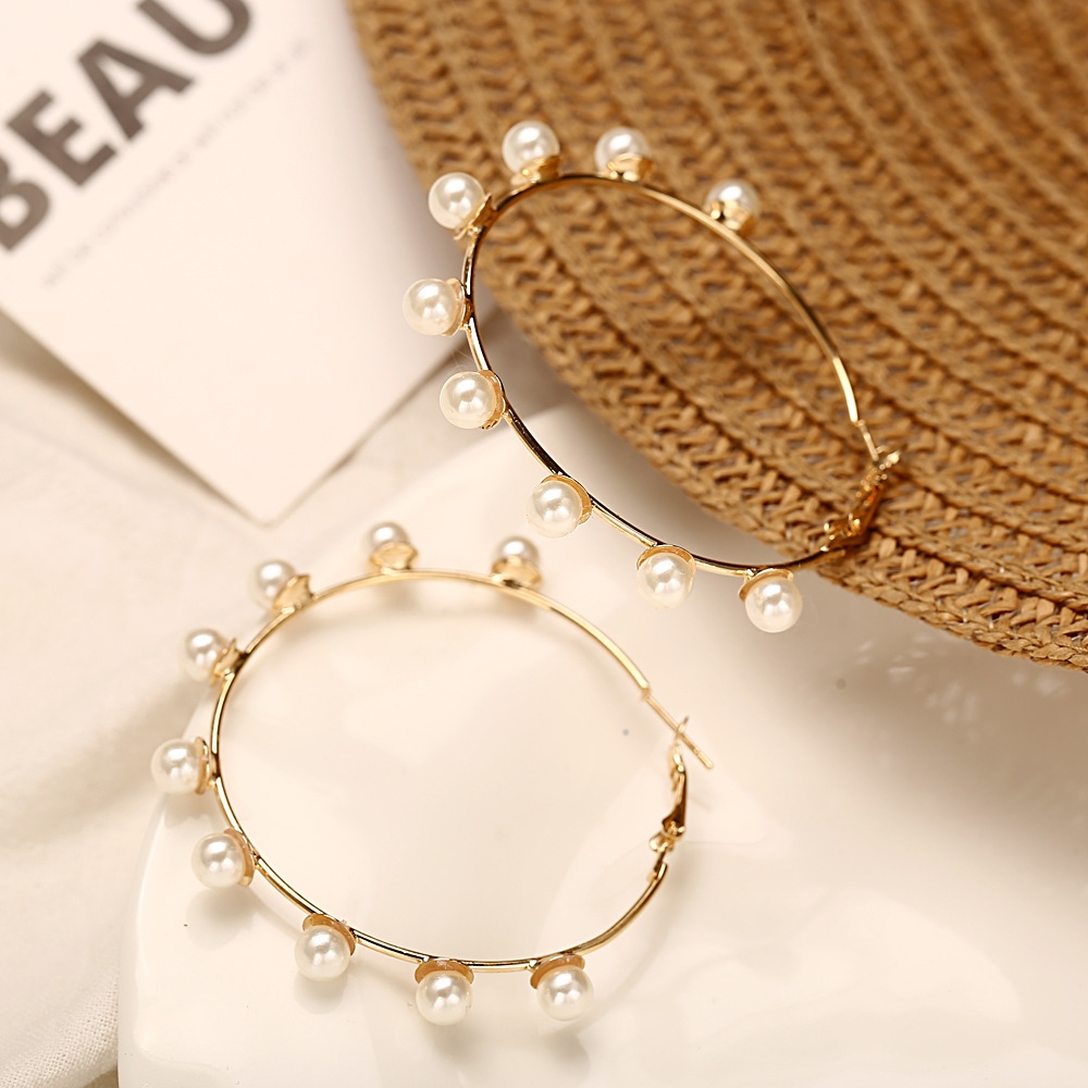 Retro Simple Pearl Earrings display picture 6
