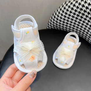 Baby Shoes Princess Non-Falling Shoes Summer Baby Girl Bow Sandals Soft Sole Toddler Shoes Small Month Old Cloth Shoes