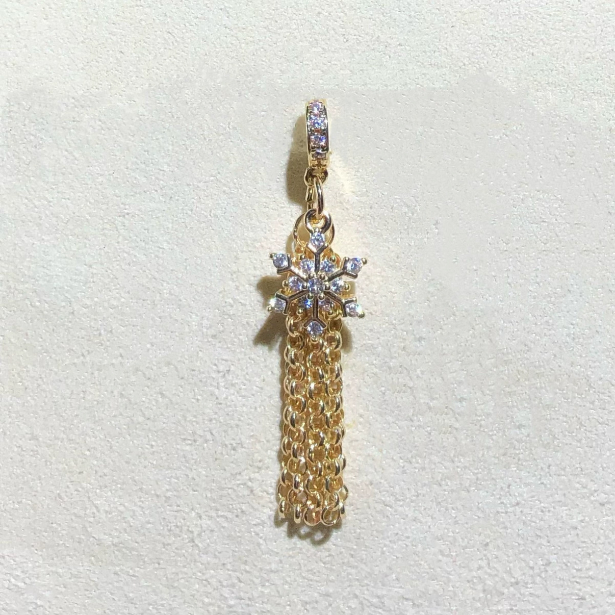 14K Gold-Plated Color-Preserving Crystal DIY Accessories Snowflake Bow Tassel Pendant Tassel Spacer Beads Bracelet Accessories