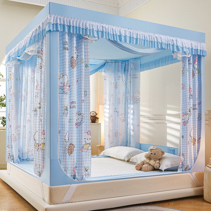 2025 New Children's Anti-Fall Mosquito Net Full-Bottom Baby Home Bed Curtain Integrated Bed Curtain Zipper-Free Yurt
