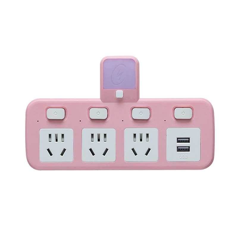 Multi-hole multi-function converter with night light and USB socket white