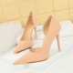 1298-8 Simple Banquet High Heels Slim Heel Shallow Notched Pointed Side Hollow Vintage Litchi Pattern High Heel Single Shoe