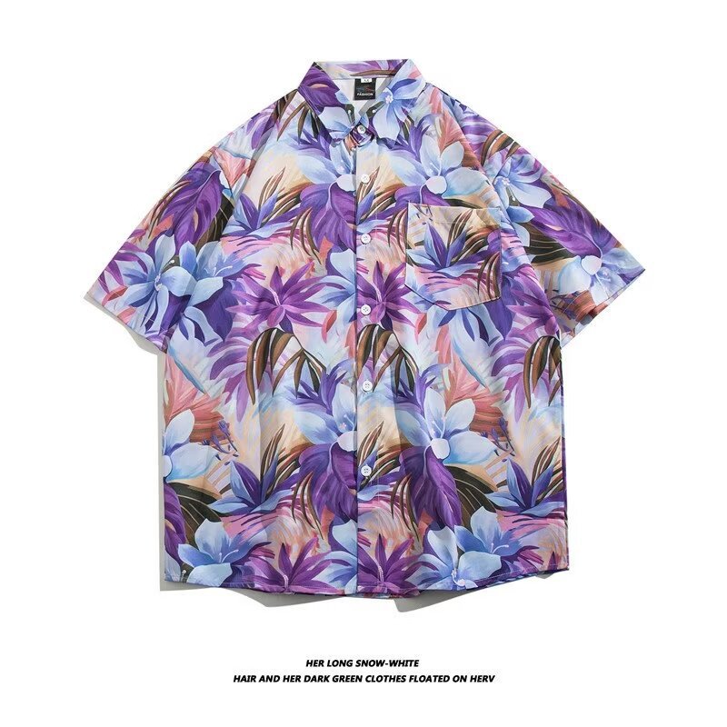 Camisa con botones de solapa suelta de manga larga de todo fósforo de la calle para hombres Venta caliente Flor colorida Impresión digital 3D