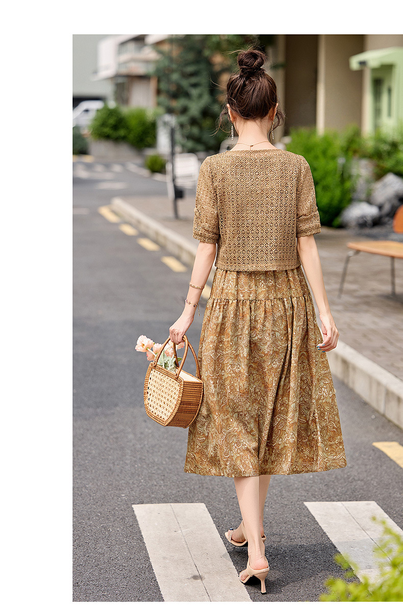 Đầm hai dây maxi nữ họa tiết hoa nhí phối ren WA9518 — Xanh lông mòng đen, màu kaki chi tiết 26