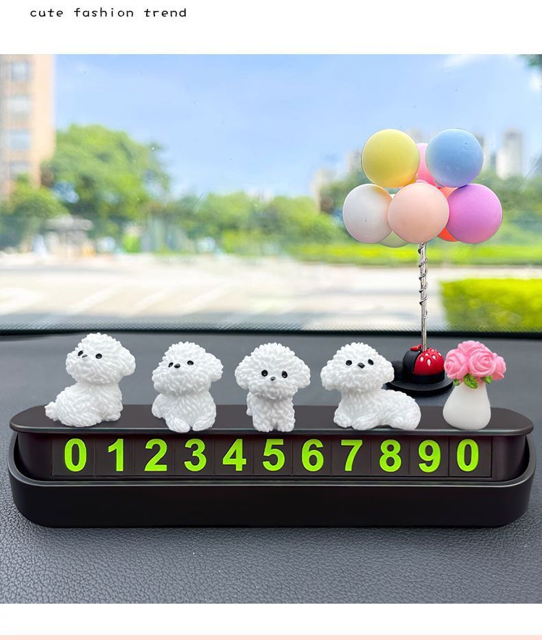 Healing Car Ornaments Mini Bichon Dog 2024 New Creative Cute Car Interior Central Console Decoration Small Ornaments