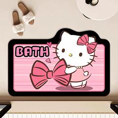漫画かわいいキティバスルームトイレ珪藻泥吸収性フットマット防塵と汚れにくい玄関ドアマット