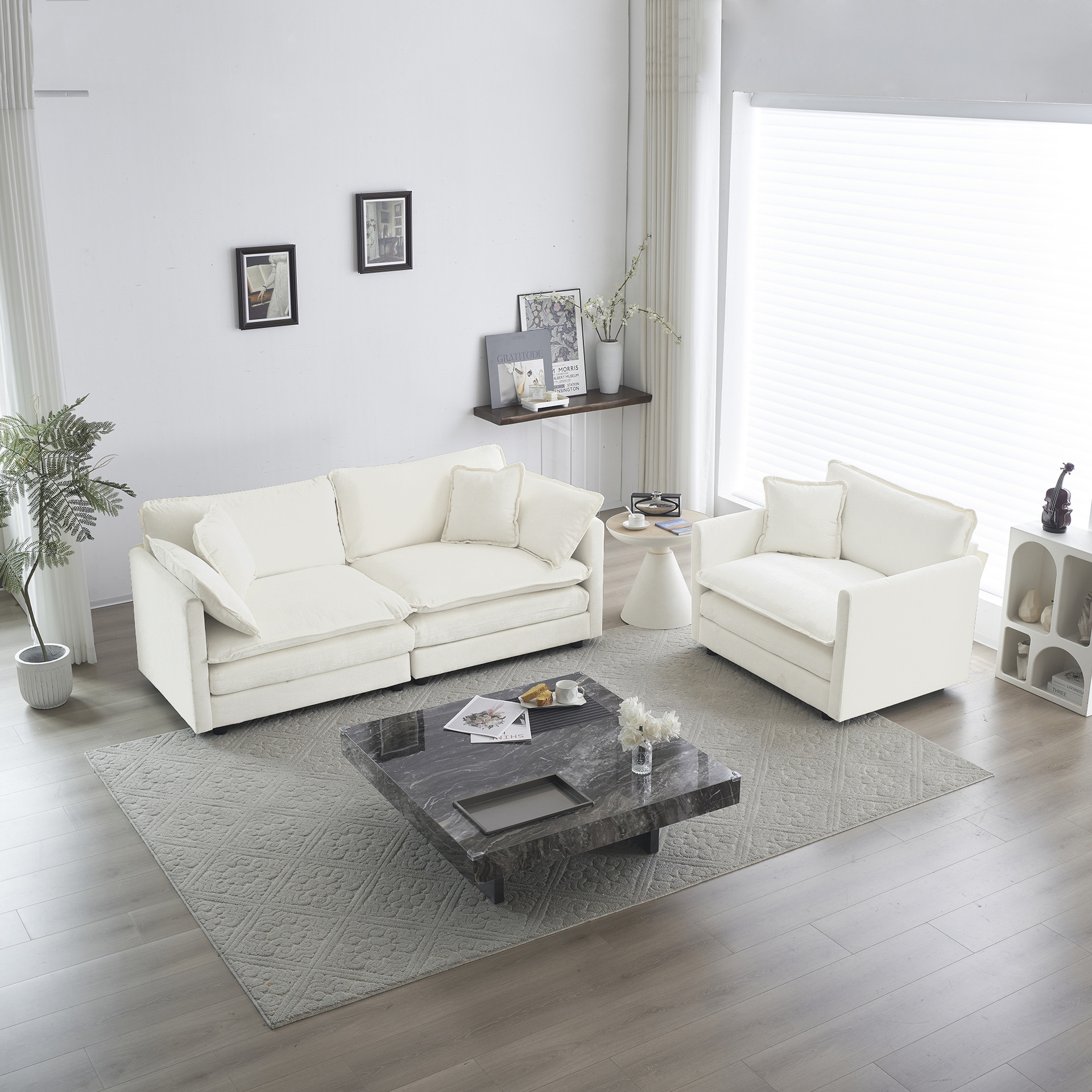Sofá nórdico minimalista lujoso sofá balcón sala de estar pequeño sofá de tela doble sofá multifuncional trailera sofá image 2