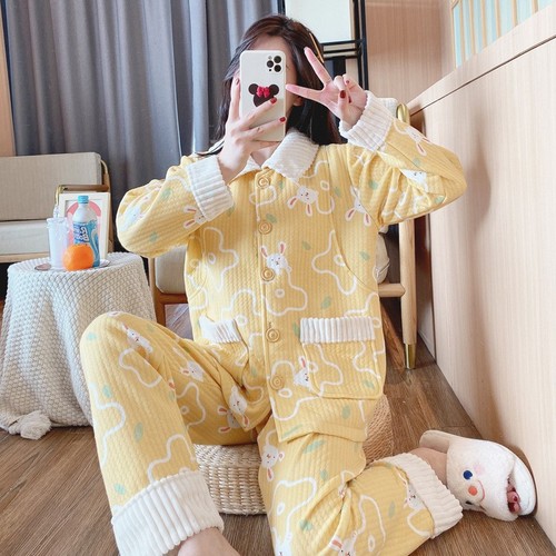 Winter and Spring Postpartum Maternity Wear Set, Pure Cotton Maternity Pajamas with Air Cotton, Large Size Postpartum Nursing Clothes, Winter Wholesale