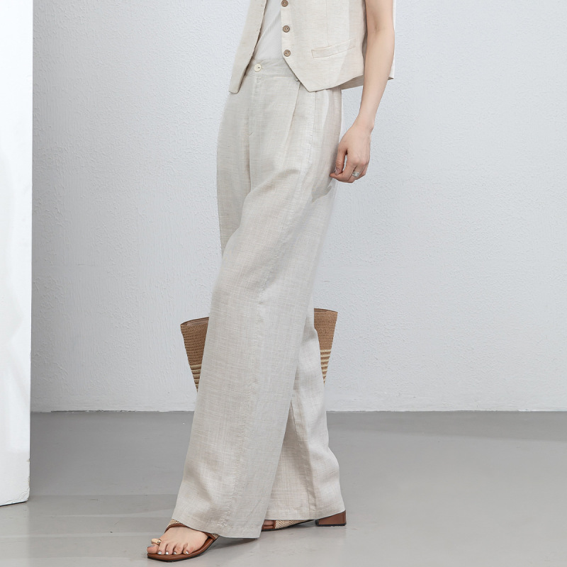 Xingge Summer Lyocell Linen Wide-Leg Pants for Women, Breathable and Draped Straight-Leg Casual Pants, Slimming and Versatile Style Xingge Summer Lyocell Linen Wide-Leg Pants for Women, Breathable and Draped Straight-Leg Casual Pants, Slimming and Versatile Style