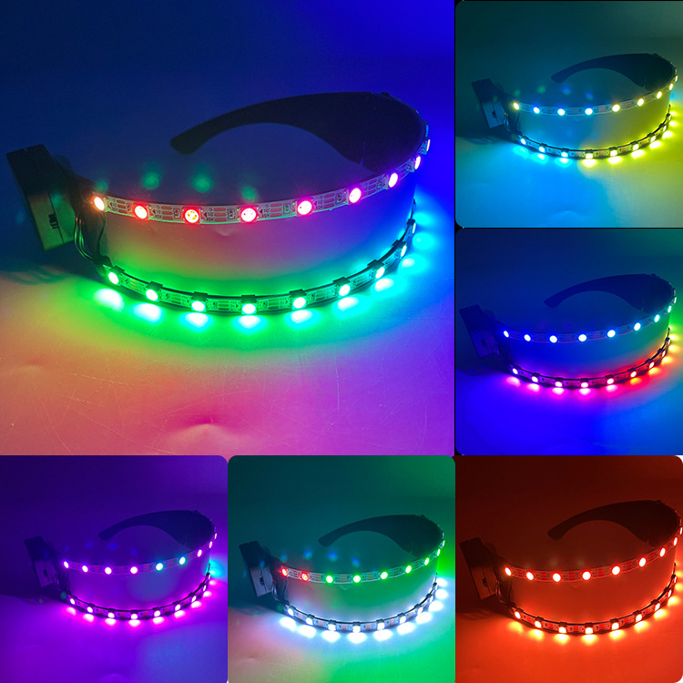 LED colorido brillante gafas de luz barra KTV guantes de flujo de agua colorido recarga de control remoto gafas de concierto