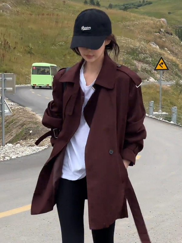休闲气质风衣外套女中长款上衣秋冬季新款韩版宽松显瘦小个子大衣|undefined