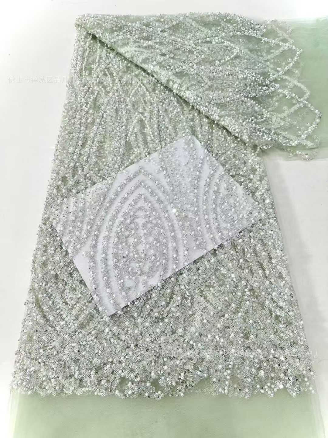 Tubo de perlas bordado bolsas de perlas tela de sequilla Europa y América Gao Ding Fairy vestido de boda vestido de cena vestido de tela image 10