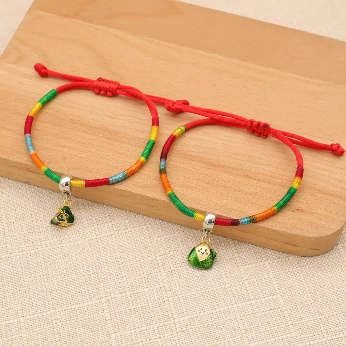New Colorful Rope Alloy Small Zongzi Bracelet for Children and Babies, Handmade Red String Bracelet for the Dragon Boat Festival, Wholesale