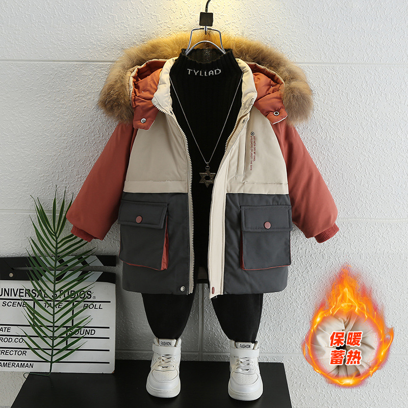 男童羽绒服25新款洋气宝宝冬装白鸭绒儿童中长款外套冬季男孩过膝