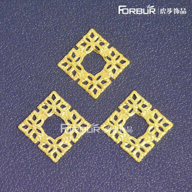 古风中空镂空正方形花片 15mm流苏花片配件 饰品穿连装饰配件