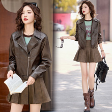 2025新款海宁全皮皮衣女士短款时尚复古机车高级感绵羊皮夹克外套