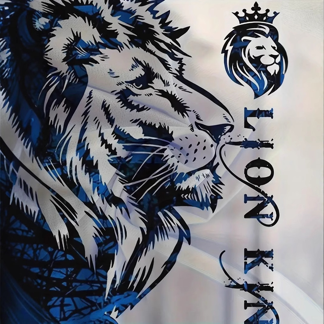 Moda todo fósforo colorido león KING lema estampado 3D hombre suelto transpirable manga corta hombro recto cuello redondo camiseta