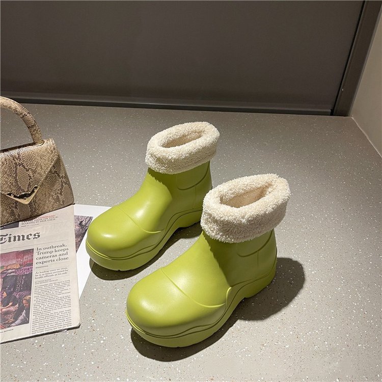 2023 Nuovi stivali da pioggia Stivali da neve impermeabili Stivali da donna con suola spessa Martin Stivali da pioggia in peluche staccabili Stivali corti di moda_voghion.com