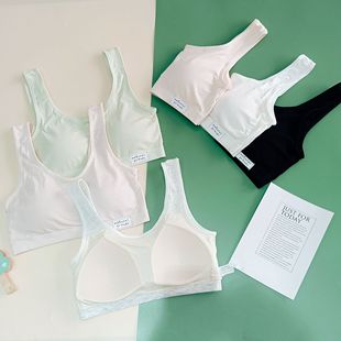 Girls Development Comfortable Seamless Breathable Cotton Latex Fixed Cup Two or Three Stages Junior High School Students High School Students Small Vest