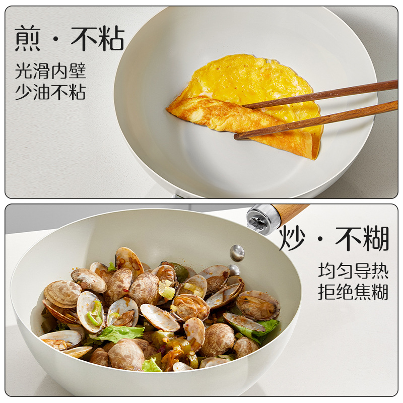 Wok de cerámica para una persona, sartén antiadherente, sartén doméstica, sartén multifuncional, sartén universal, sartén al por mayor