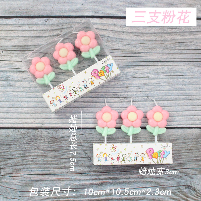 Vela de cumpleaños de dibujos animados al por mayor popular fiesta de flores oso dinosaurio donut cara sonriente vela de pastel para niños