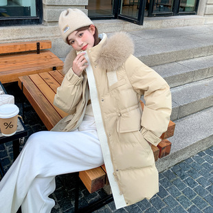 2023 plus size down jacket women's chubby girl mid-length white duck down Korean style thickened coat