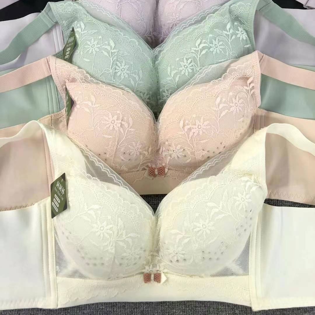 Nuevo sujetador de alta calidad de moda de encaje jacquard transpirable y cómodo ajuste lateral de pecho de cuatro botones ropa interior mujer