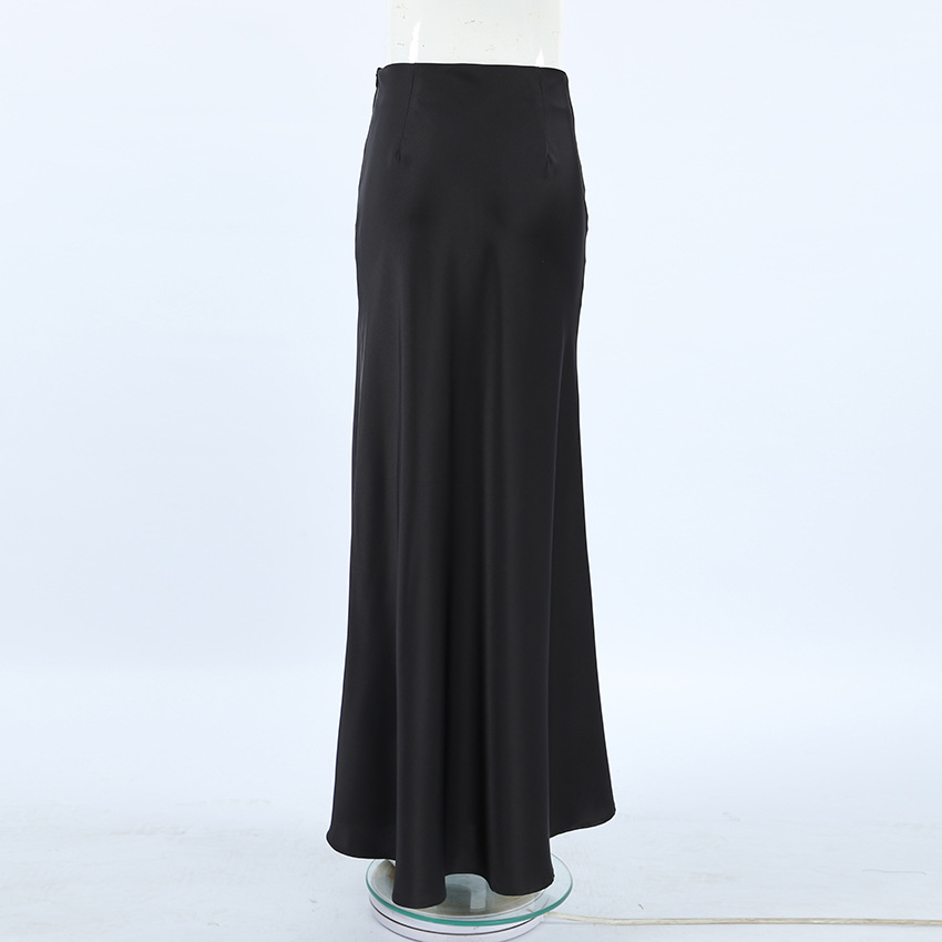 Women's Clothing 2024 acetate satin skirt female autumn new style drape slim A line long skirt high end women's clothing_voghion.com