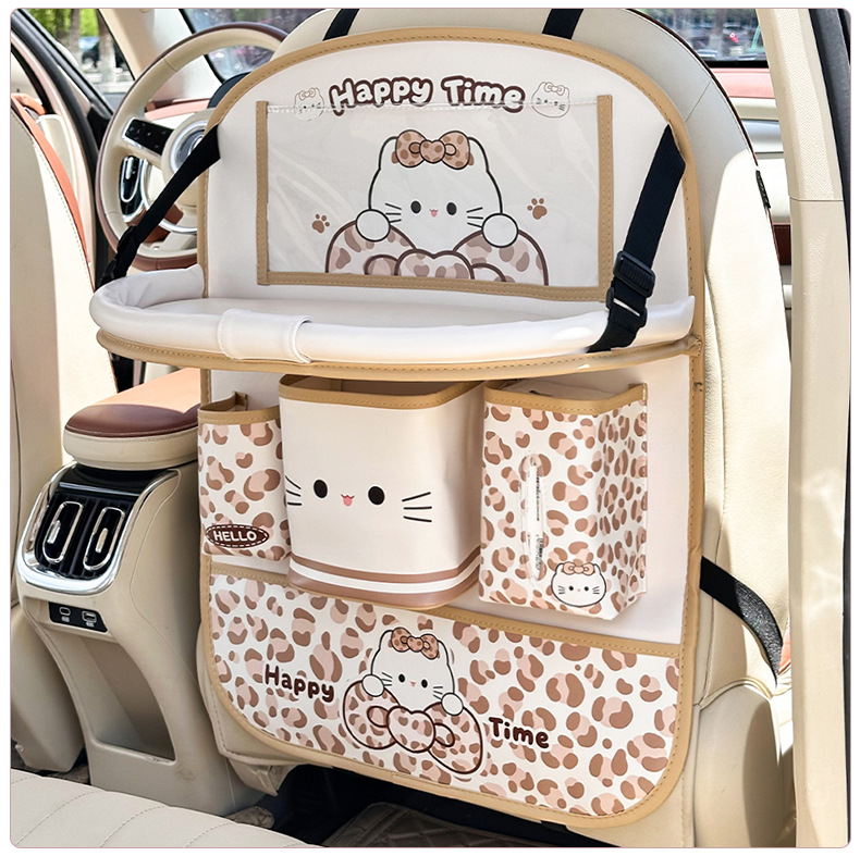 Car Seat Storage Bag, Multifunctional Table Board, Car-Mounted Hanging Storage Bag, Cute Cartoon Car Anti-Kick Pad Hanging Bag