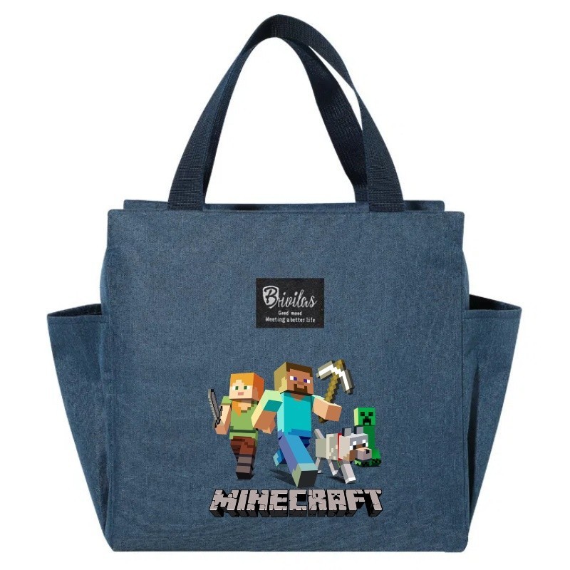 Minecraft 漫画プリント弁当バッグ断熱バッグアイスバッグピクニック断熱ランチボックスバッグ|undefined
