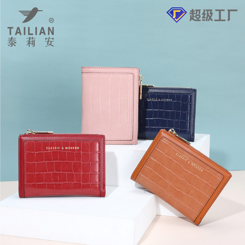 Monedero clásico Tailian con estampado de cocodrilo, cartera corta de PU, bolso cruzado plegable para mujer, Tailian