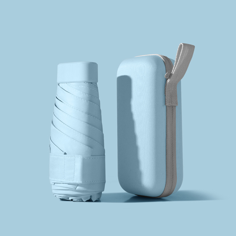 Paraguas personalizado paraguas de Sol de seis pliegues pequeña cápsula portátil paraguas pequeño paraguas femenino de doble uso a prueba de sol paraguas a prueba de rayos UV