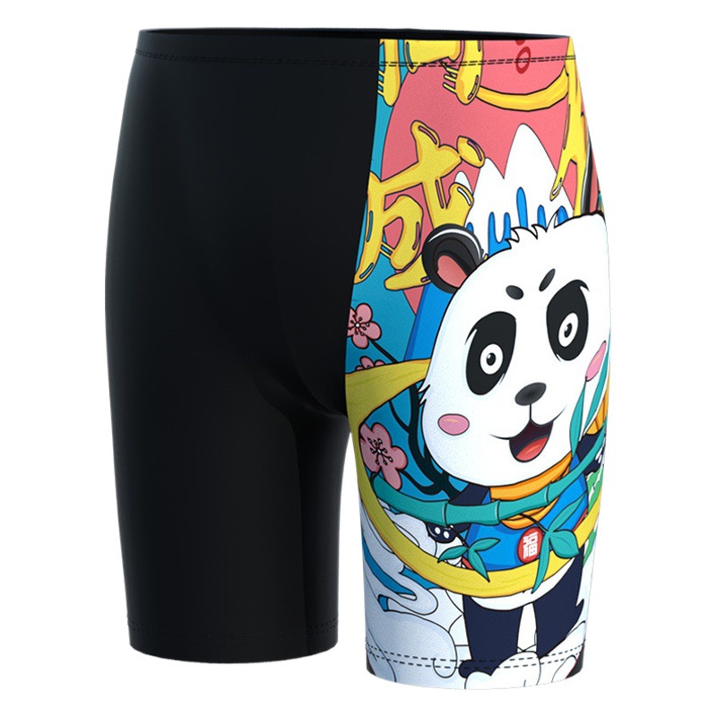 National Trendy Swimming Trunks Men's Adult Swimming Trunks Awkward-proof Flat-angle Five-point Professional Swimming Hot Spring Equipment Set Quick-drying