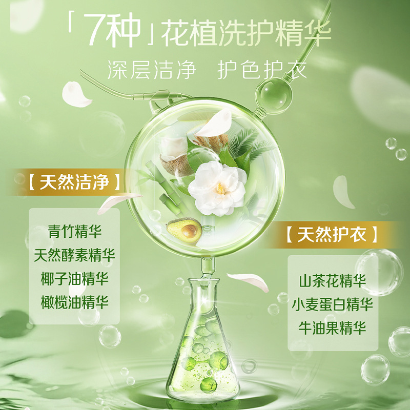 立白花植柔护洗衣液护衣防串色深层洁净去污家用批发正品量批|undefined