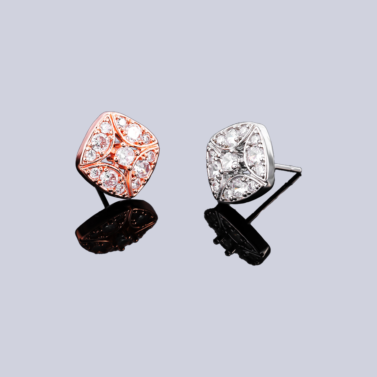 Sugar Cube Sparkling Zirconia Stud Earrings For Men Hip-hop Style_voghion.com