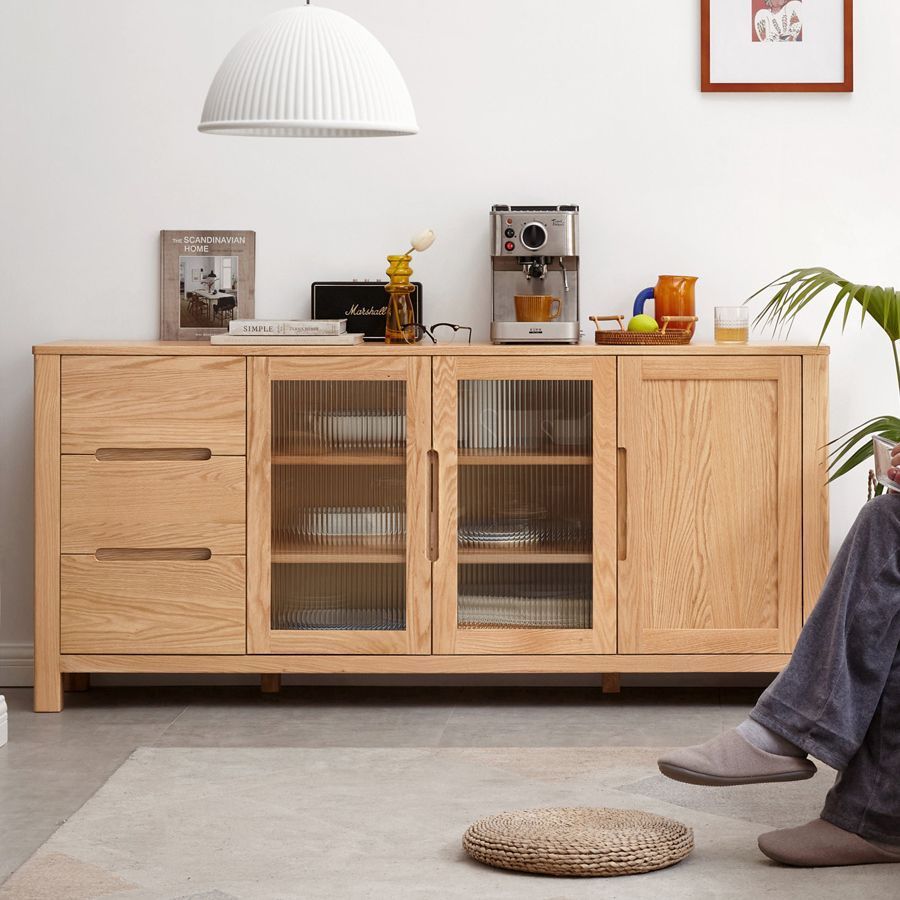 Pure Solid Wood Sideboard Living Room Nordic Oak Furniture Household Cabinet Storage Cupboard Simple Modern Tea Cabinet