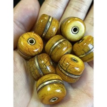 藏传牦牛骨嵌铜工艺药师珠桶珠藏式佛珠手串DIY手工珠配珠散珠