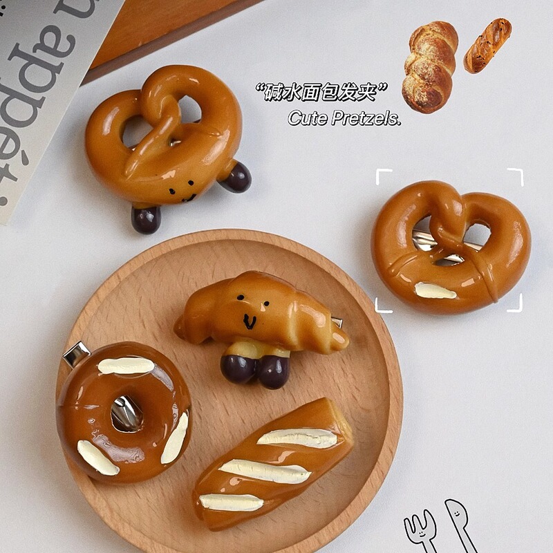 Creative New Alkaline Water Bread Hairpin, Simulated Baguette Food Duckbill Clip, High-End Side Clip, Cute Hair Accessories Hairpin