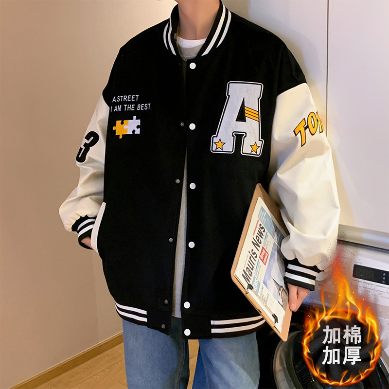 Vintage americano bordado chaqueta de béisbol chaqueta de moda masculina callejera suelta pareja chaqueta casual jh22120 image 6