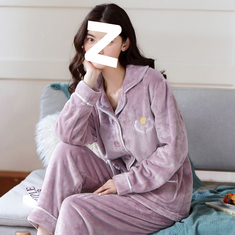 睡衣女冬季加厚珊瑚绒甜美可爱长袖大码法兰绒家居服保暖春冬套装