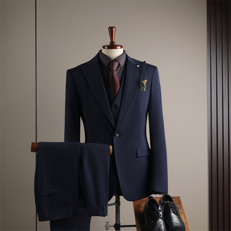 Men's Slim Fit Business Suit Korean Style Professional Grooms Groomsmen High End Clothing For All Seasons_voghion.com