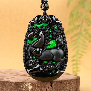 Natural a Goods Jade Ink Zodiac Jade Pendant Rat Ox Tiger Rabbit Dragon Snake Horse Sheep Monkey Chicken Dog Pig Pendant